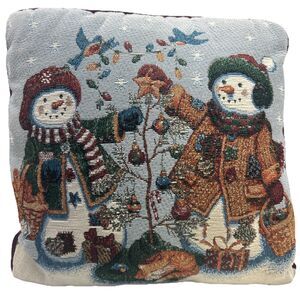Vintage Longaberger Snowman Christmas Throw Pillow 15x15